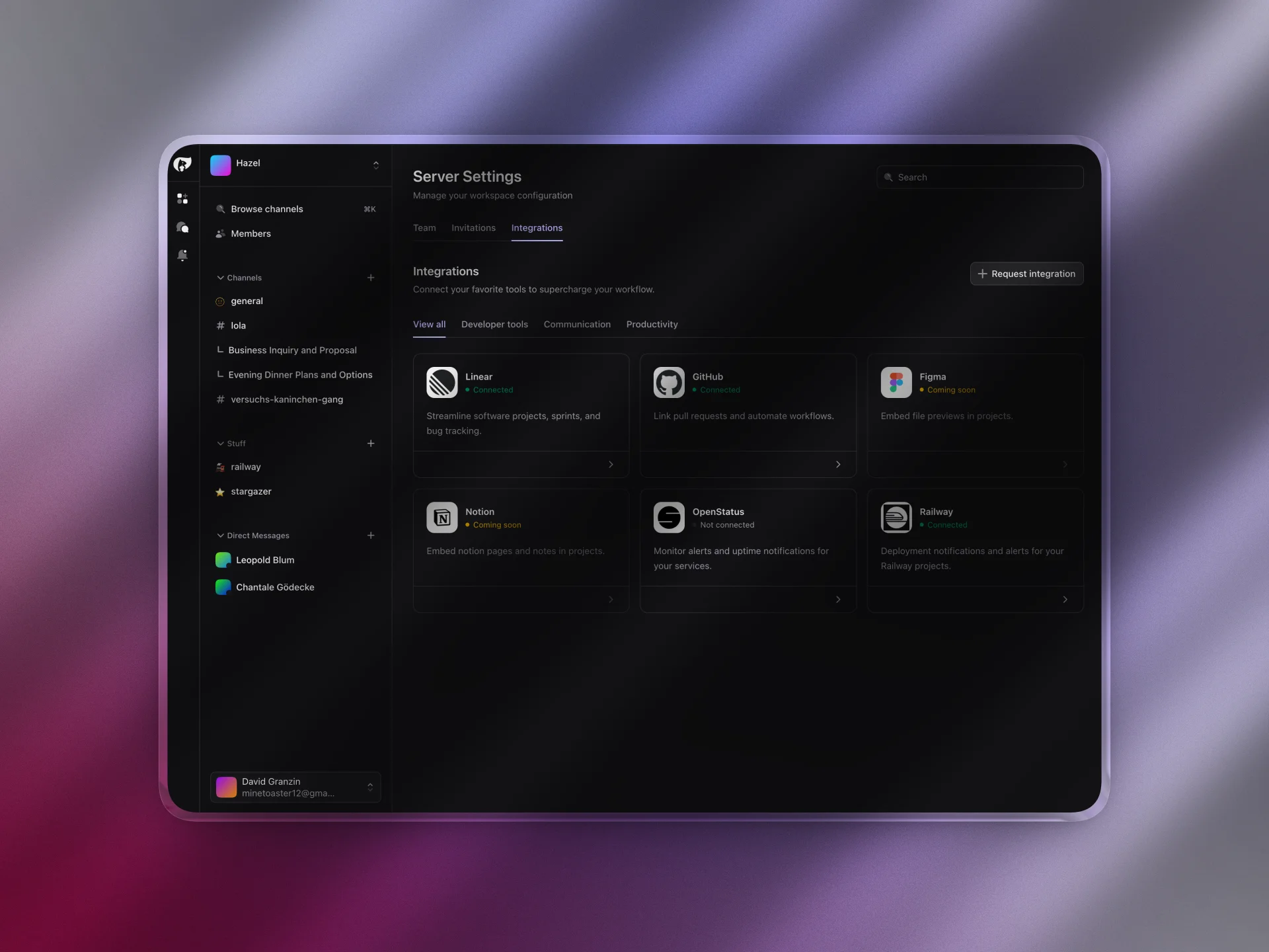 GitHub and Linear integrations